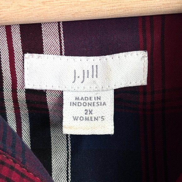 SOLD ruby plaid shirt dress 2X plus size print rayon work casual career EUC - Picture 9 of 11